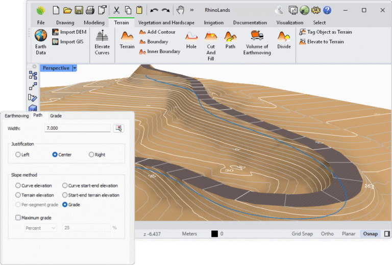 在 RhinoLands 中进行地形建模与场地平整（2D/3D） - Rhino3D 中文博客Rhino3D 中文博客